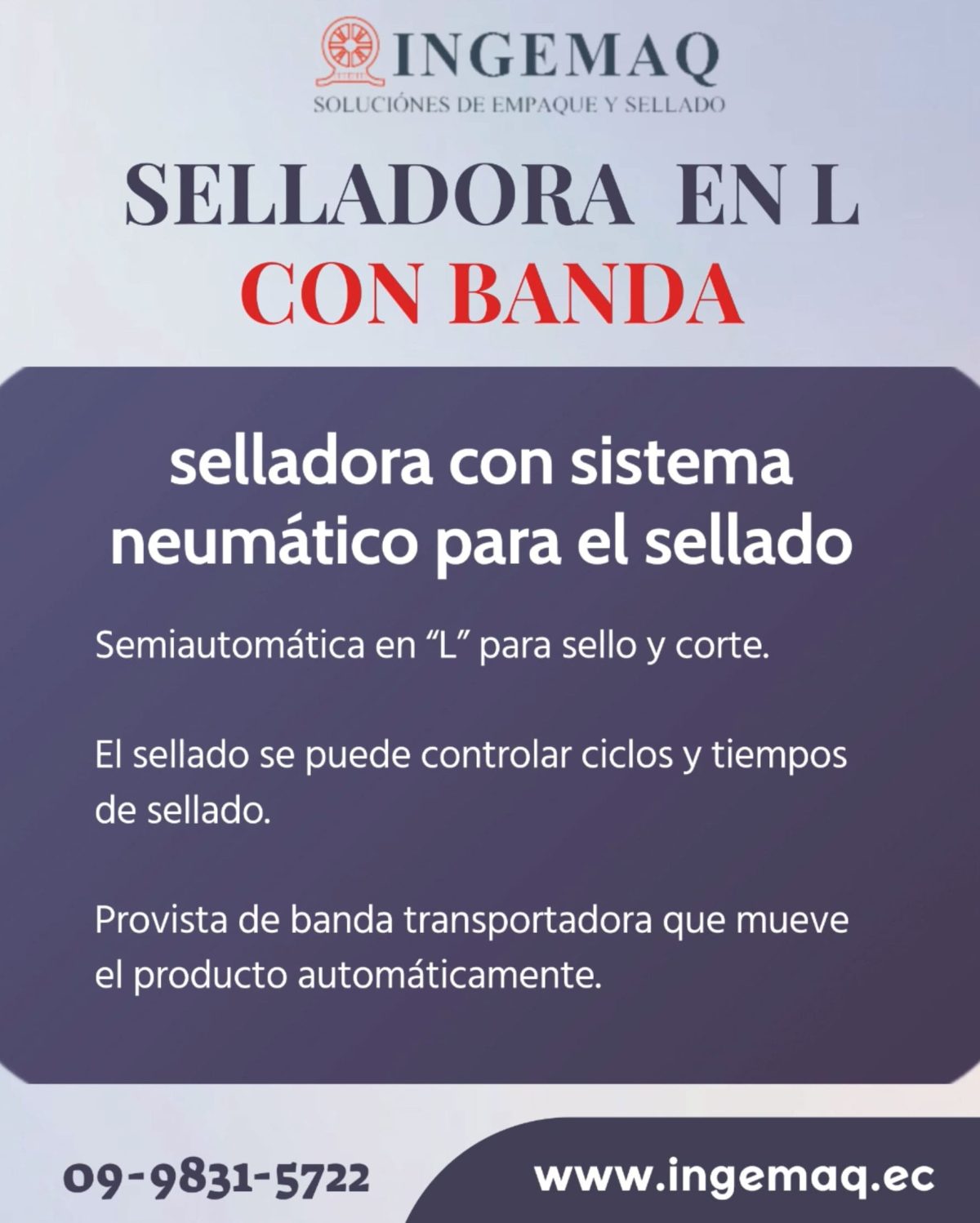 Selladora en L automática con banda transportadora